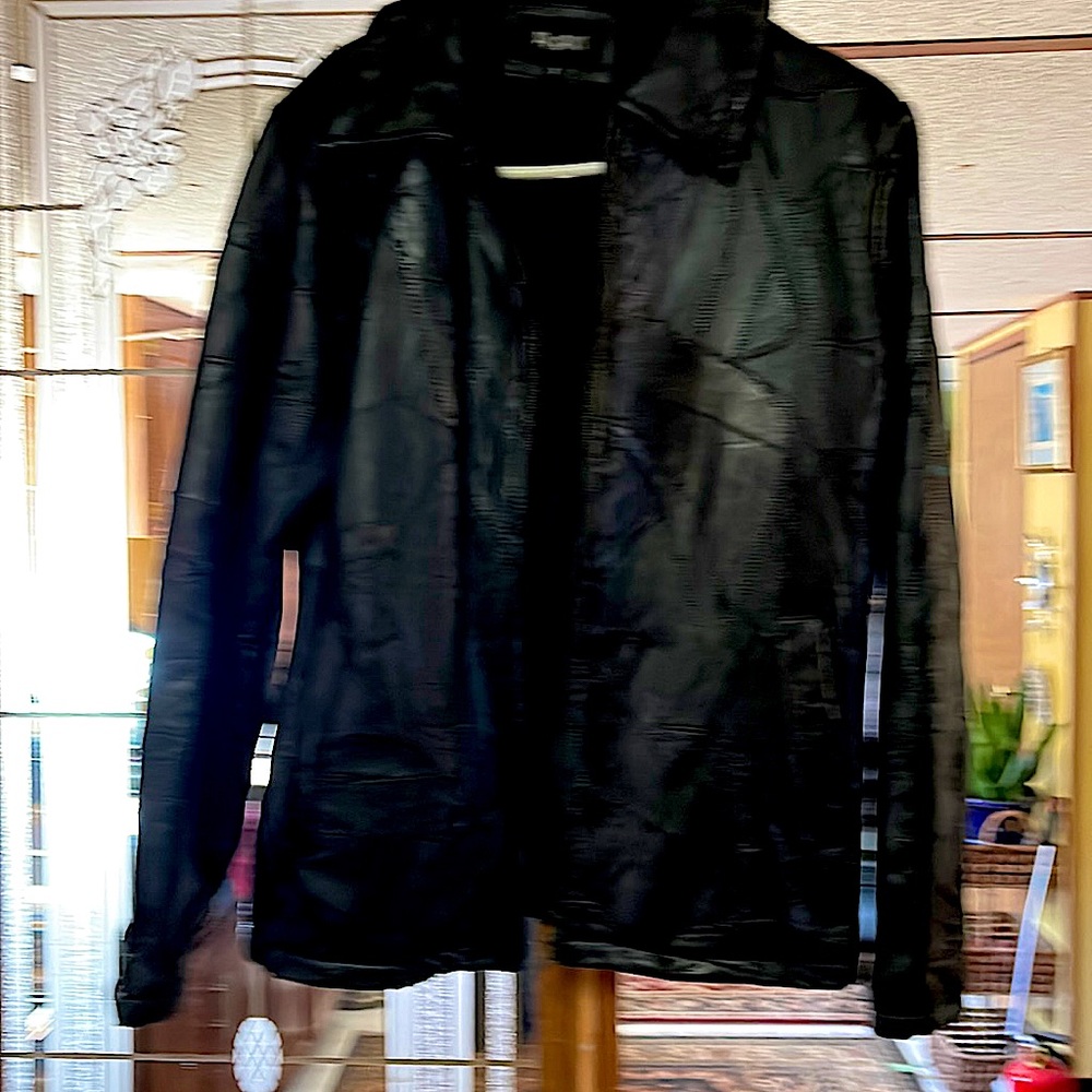 Black leather jacket with stitch design